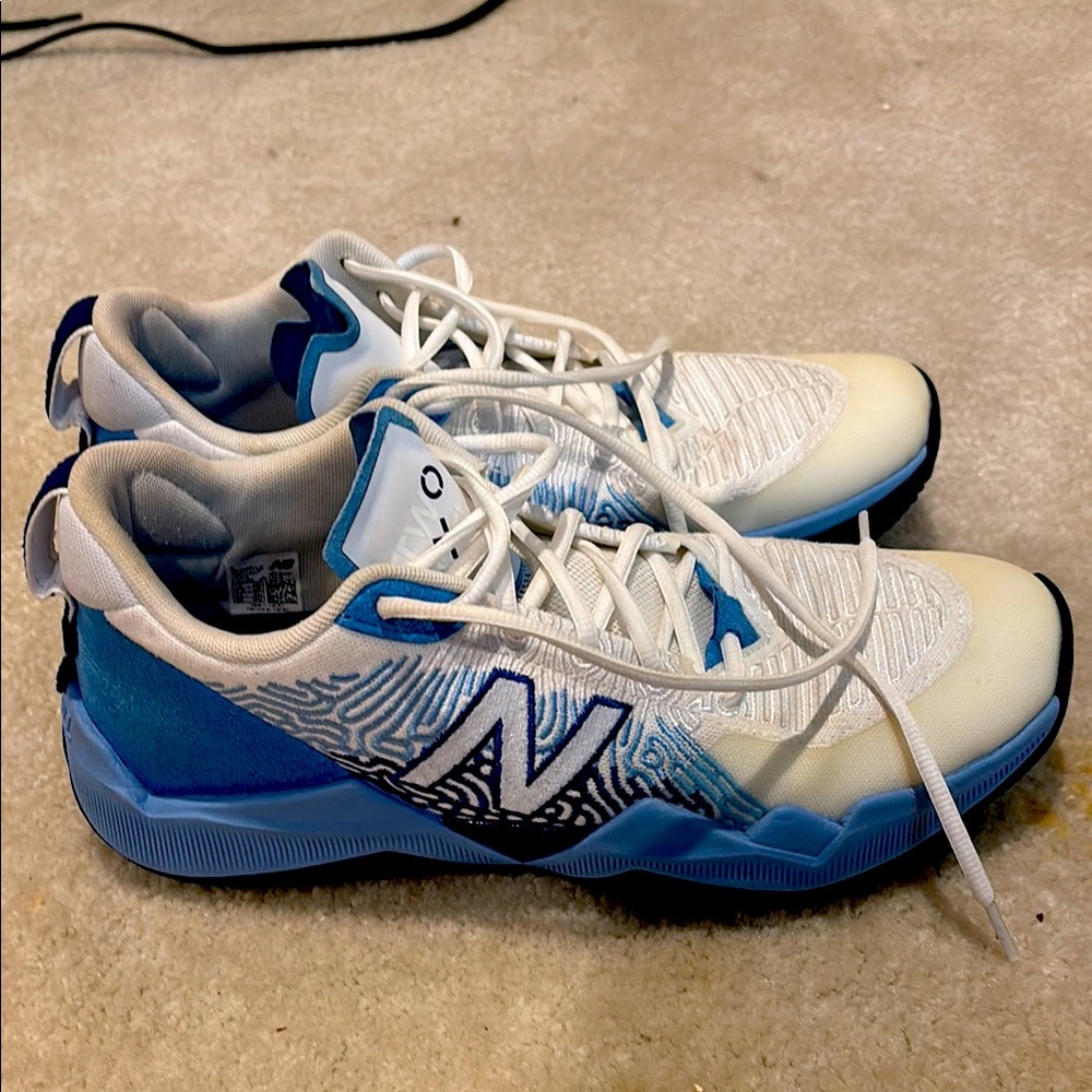 New Balance White and Light Blue Athletic Shoes